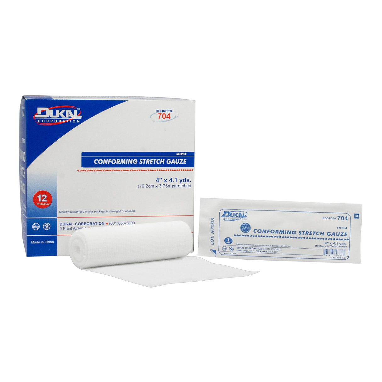 Conforming Bandage Dukal™ 4 Inch X 4-1/10 Yard 1-Ply Sterile 1 per Pack - BeHope