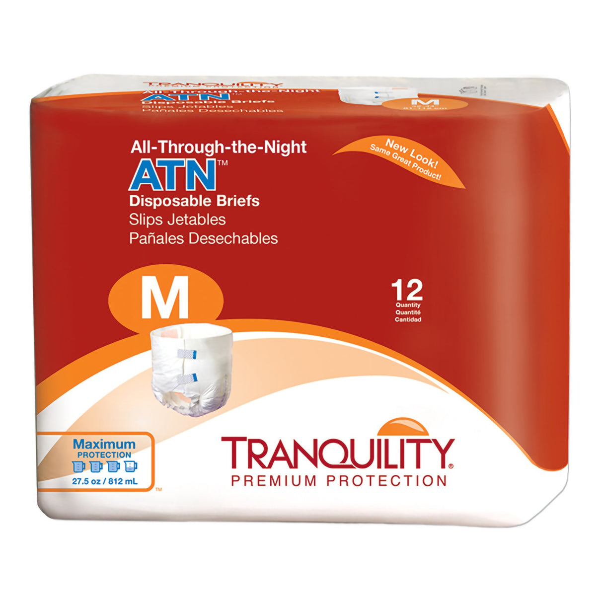 Unisex Adult Incontinence Brief Tranquility® ATN Medium Disposable Heavy Absorbency - BeHope