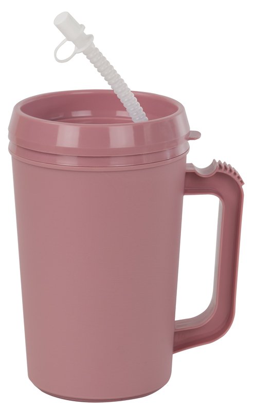 Insulated Drinking Mug GMAX Industries 22 oz. Mauve Plastic Reusable - BeHope