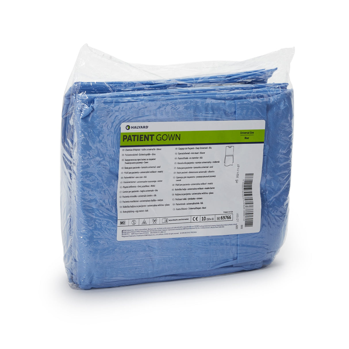 Patient Exam Gown Halyard One Size Fits Most Blue Disposable - BeHope