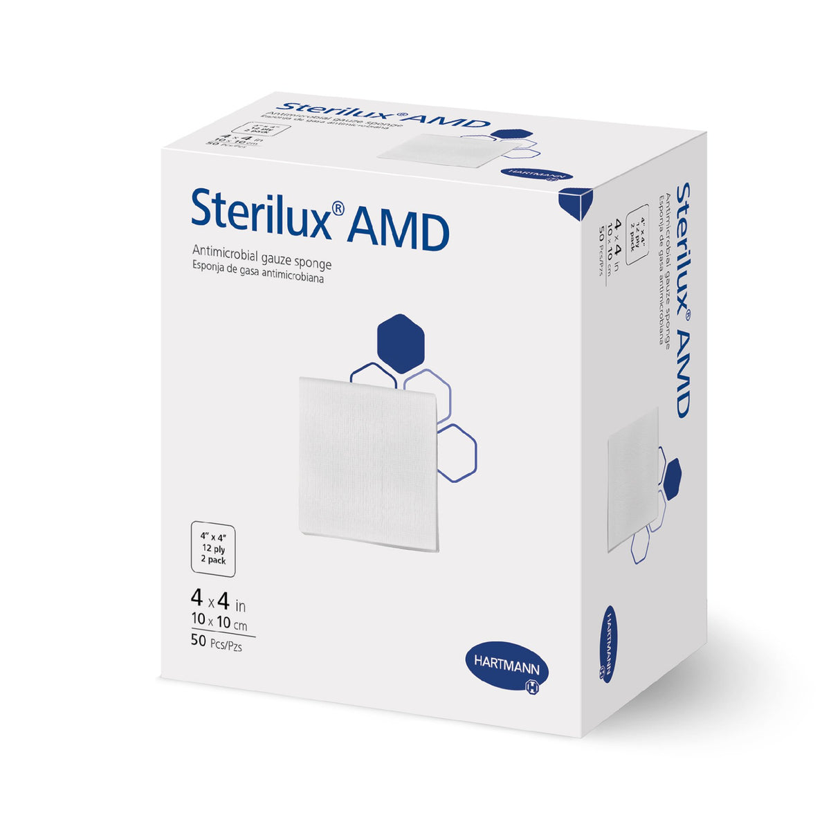 Antibacterial Gauze Sponge Sterilux® AMD 4 X 4 Inch 12-Ply Sterile 2 per Pack - BeHope
