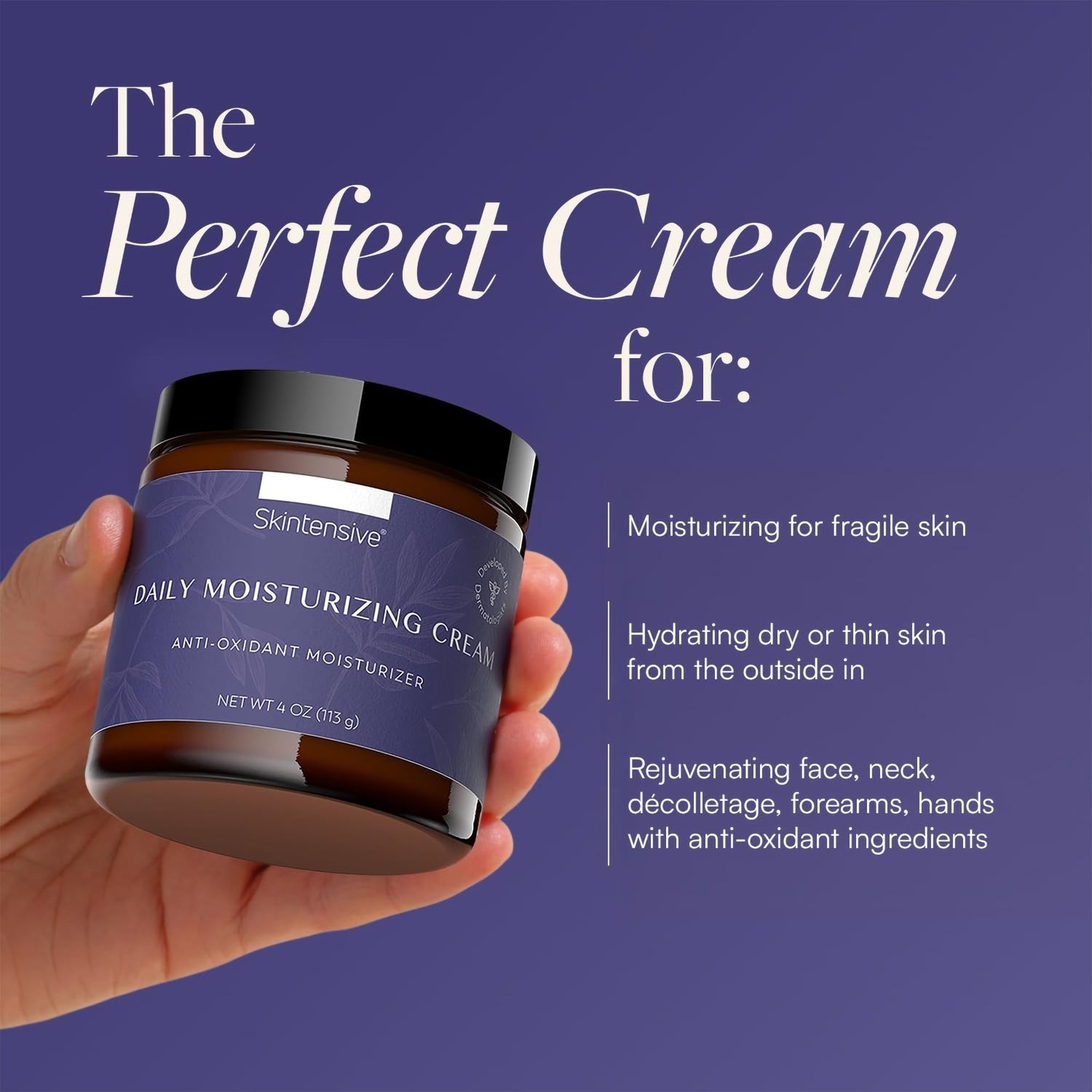 Hand and Body Moisturizer Skintensive® Daily Moisturizing 4 oz. Jar Unscented Cream - BeHope