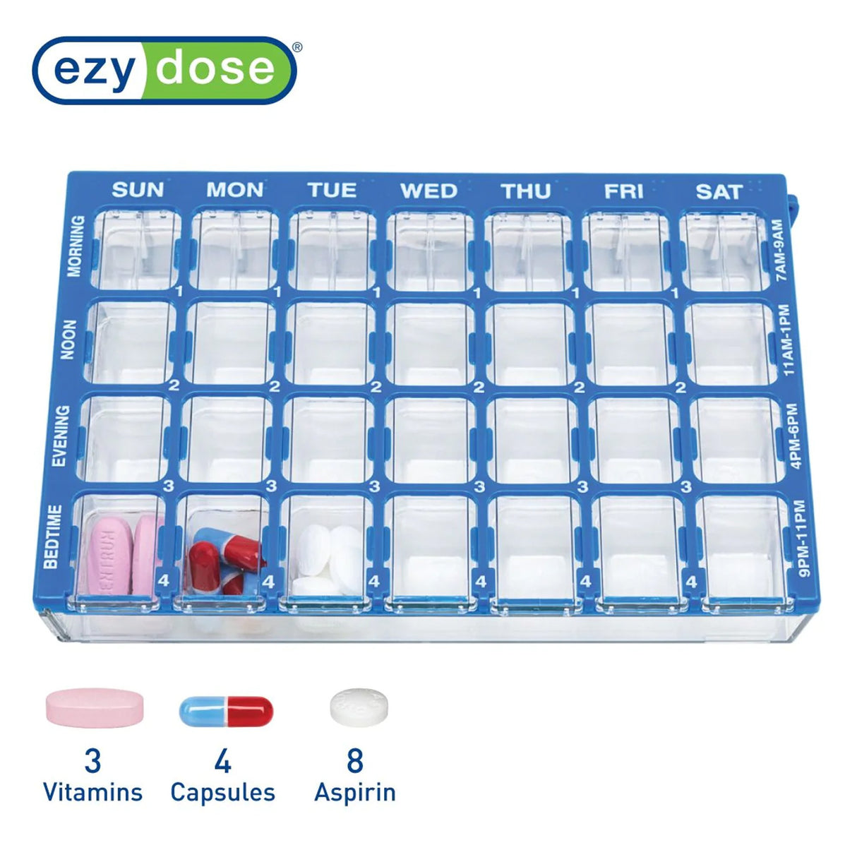 Pill Organizer Pharmadose® Locking Pill Planner Small 7 Day 4 Dose - BeHope