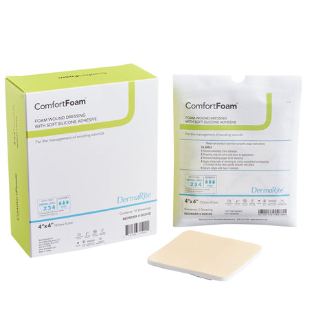 Foam Dressing ComfortFoam™ 4 X 4 Inch Without Border Film Backing Silicone Face Square Sterile - BeHope