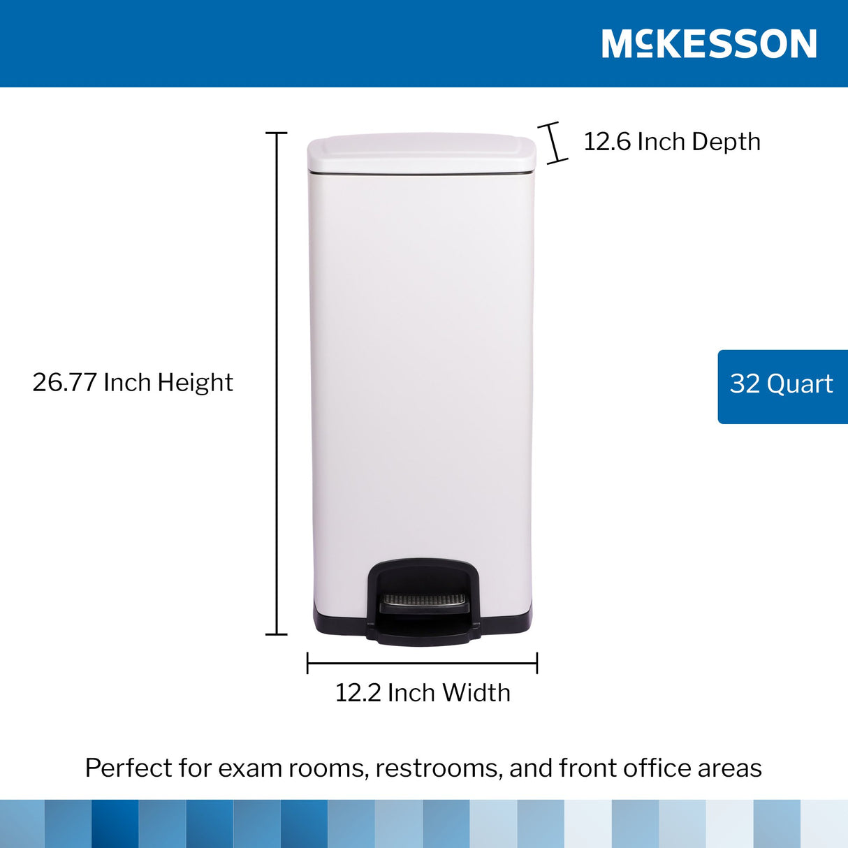 Trash Can McKesson 32 Quart / 8 gal. White Metal Square - BeHope