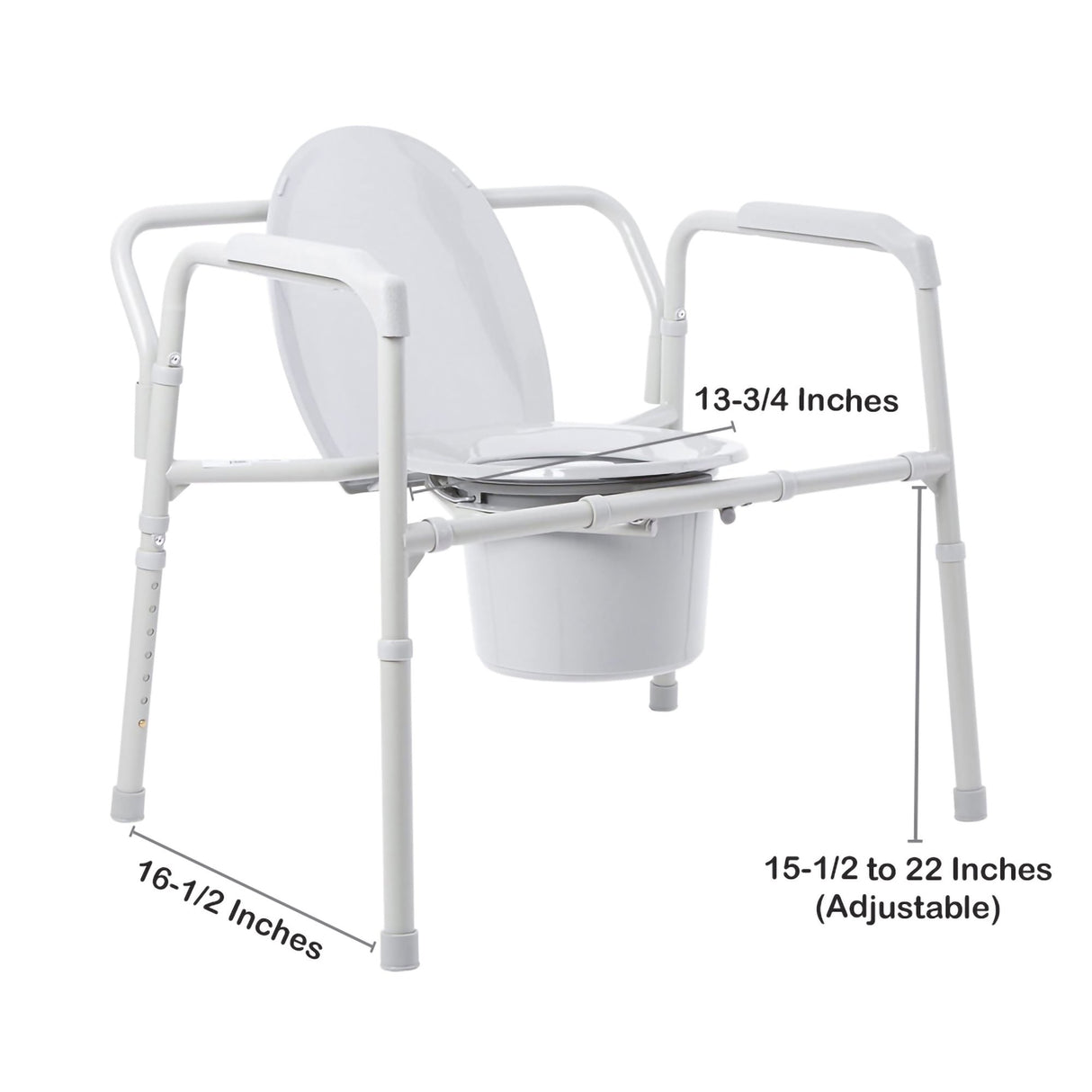 3-in-1 Commode Chair McKesson Fixed Arms Steel Frame Back Bar 13-3/4 Inch Seat Width 650 lbs. Weight Capacity - BeHope