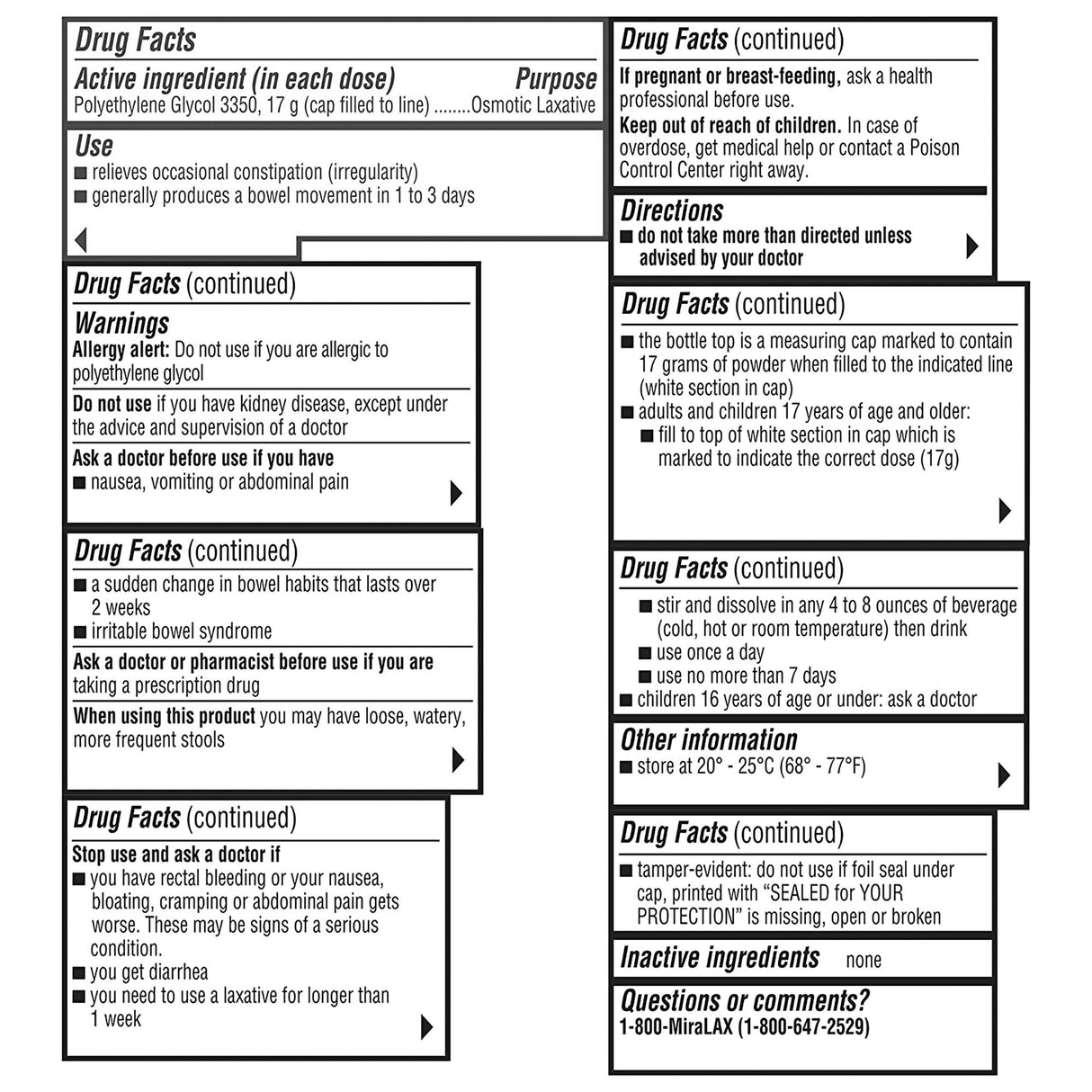 Laxative MiraLAX® Unflavored Powder 4.1 oz. 17 Gram Strength Polyethylene Glycol 3350 - BeHope
