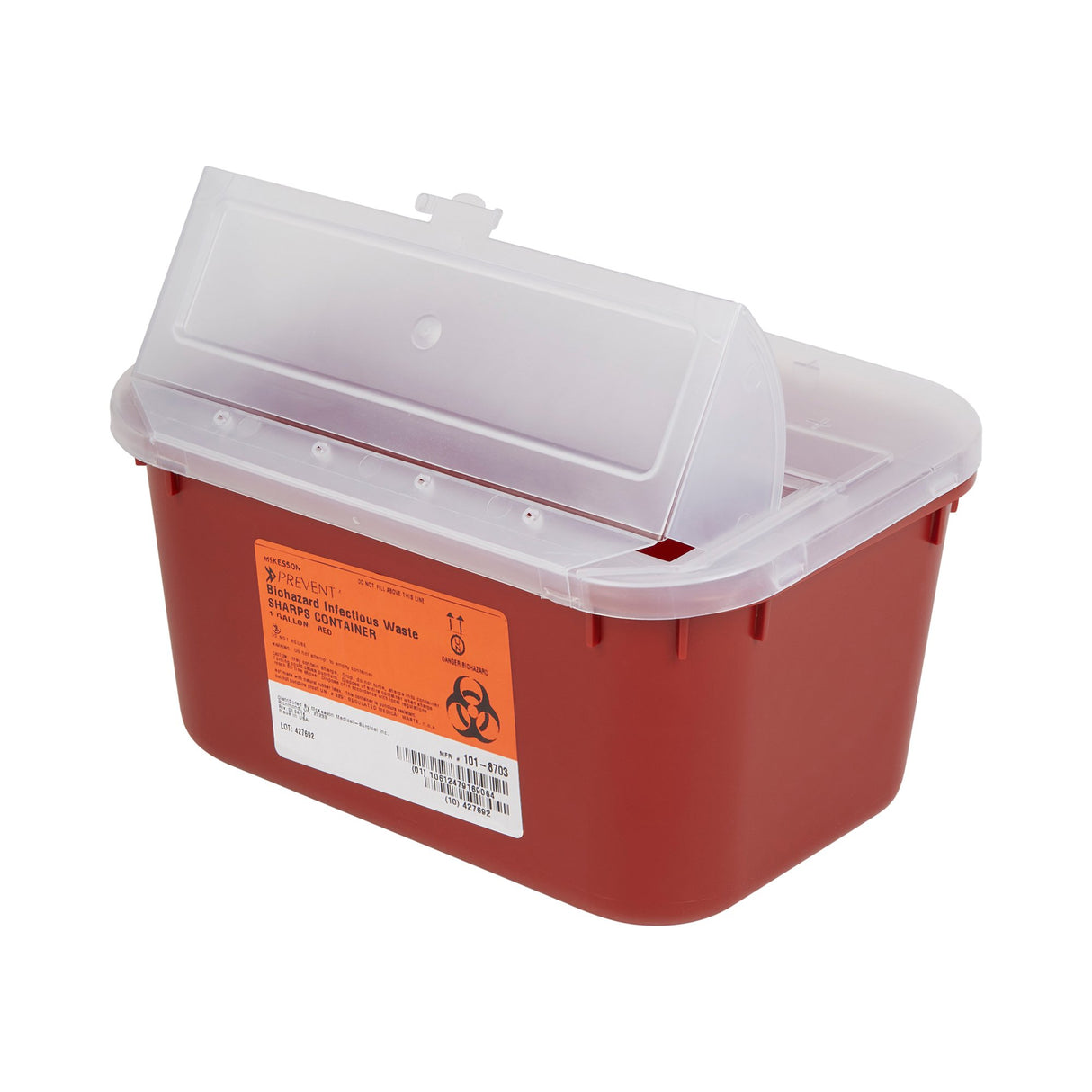 Sharps Container McKesson Red Base 5 H X 10 W X 7 D Inch Horizontal Entry 1 Gallon - BeHope