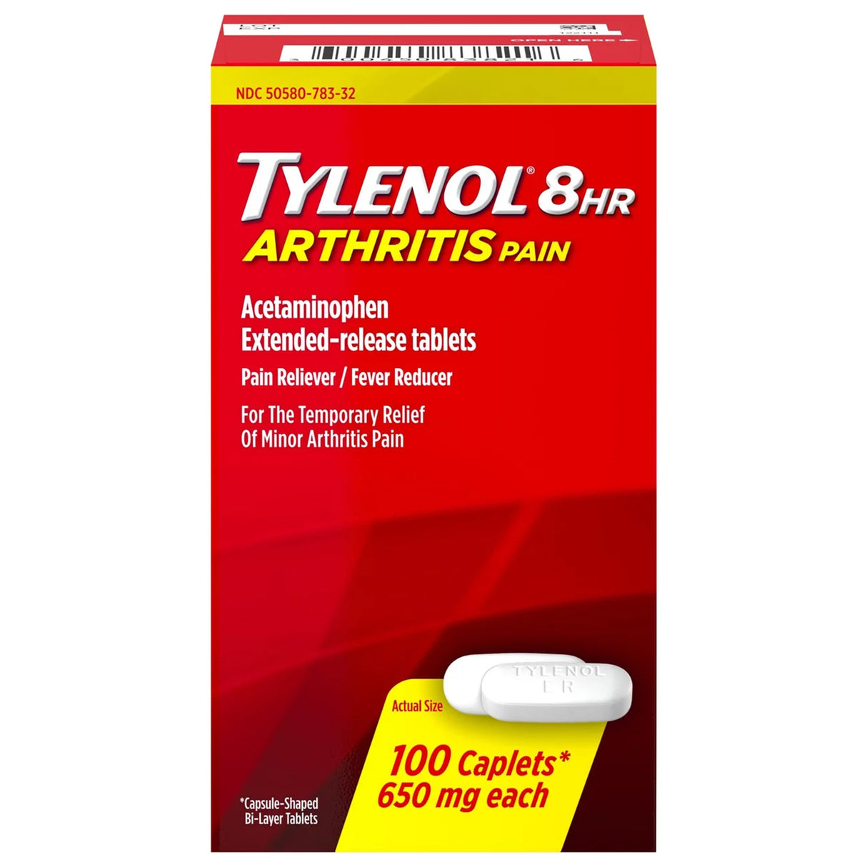 Pain Relief Tylenol® Arthritis 650 mg Strength Acetaminophen Caplet 100 per Bottle - BeHope