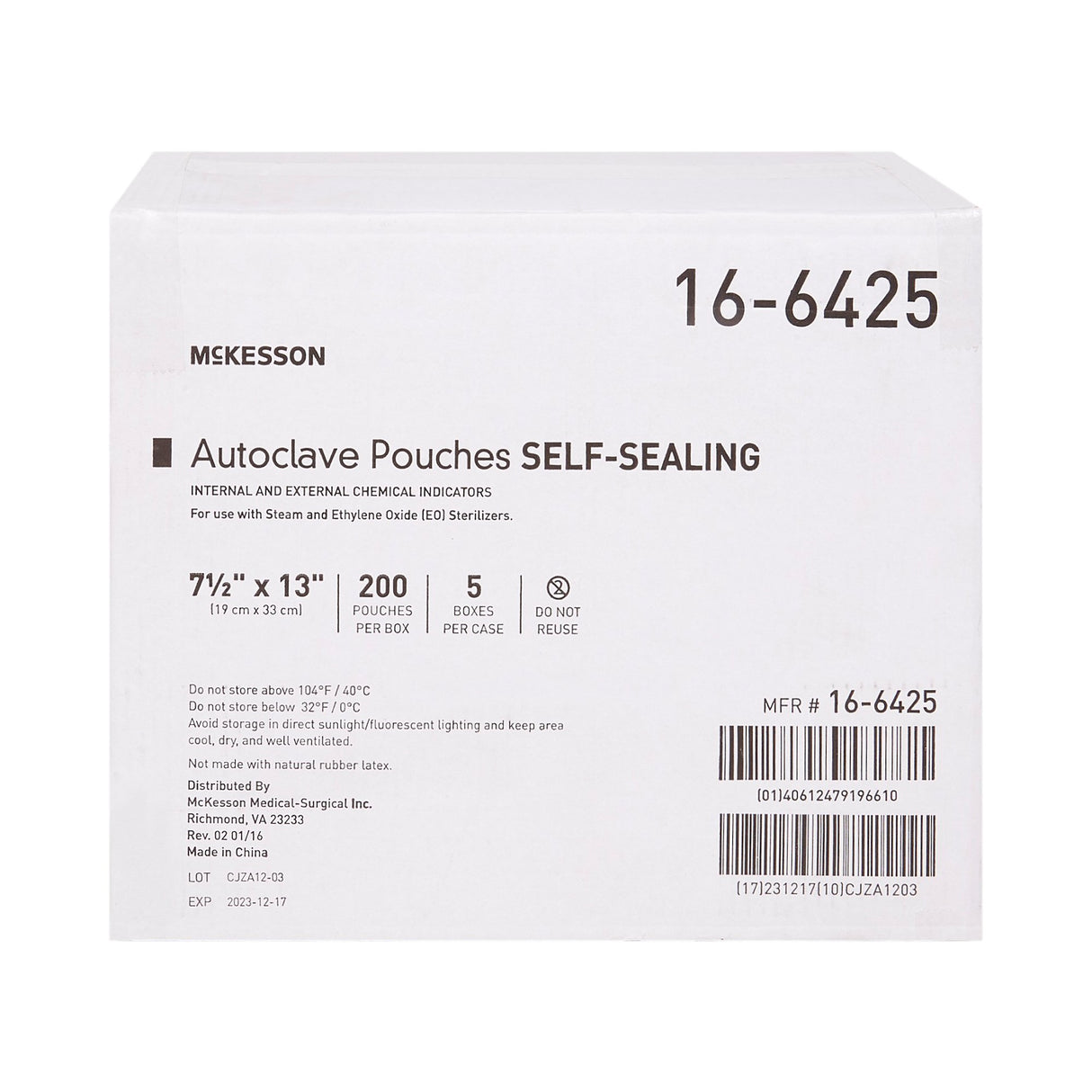Sterilization Pouch McKesson Ethylene Oxide (EO) Gas / Steam 7-1/2 X 13 Inch Transparent Blue / White Self Seal Paper / Film - BeHope