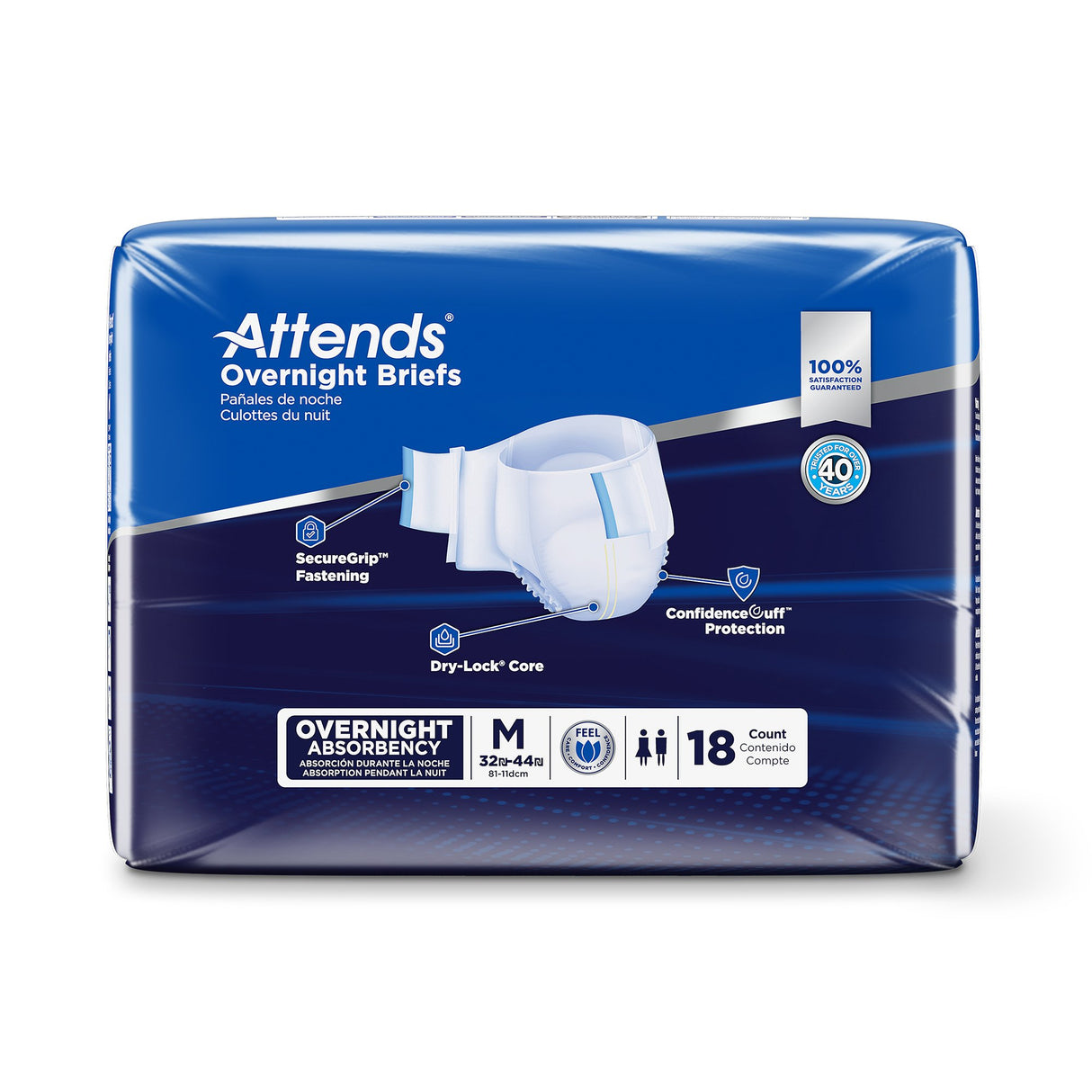 Unisex Adult Incontinence Brief Attends® Overnight Medium Disposable Heavy Absorbency - BeHope