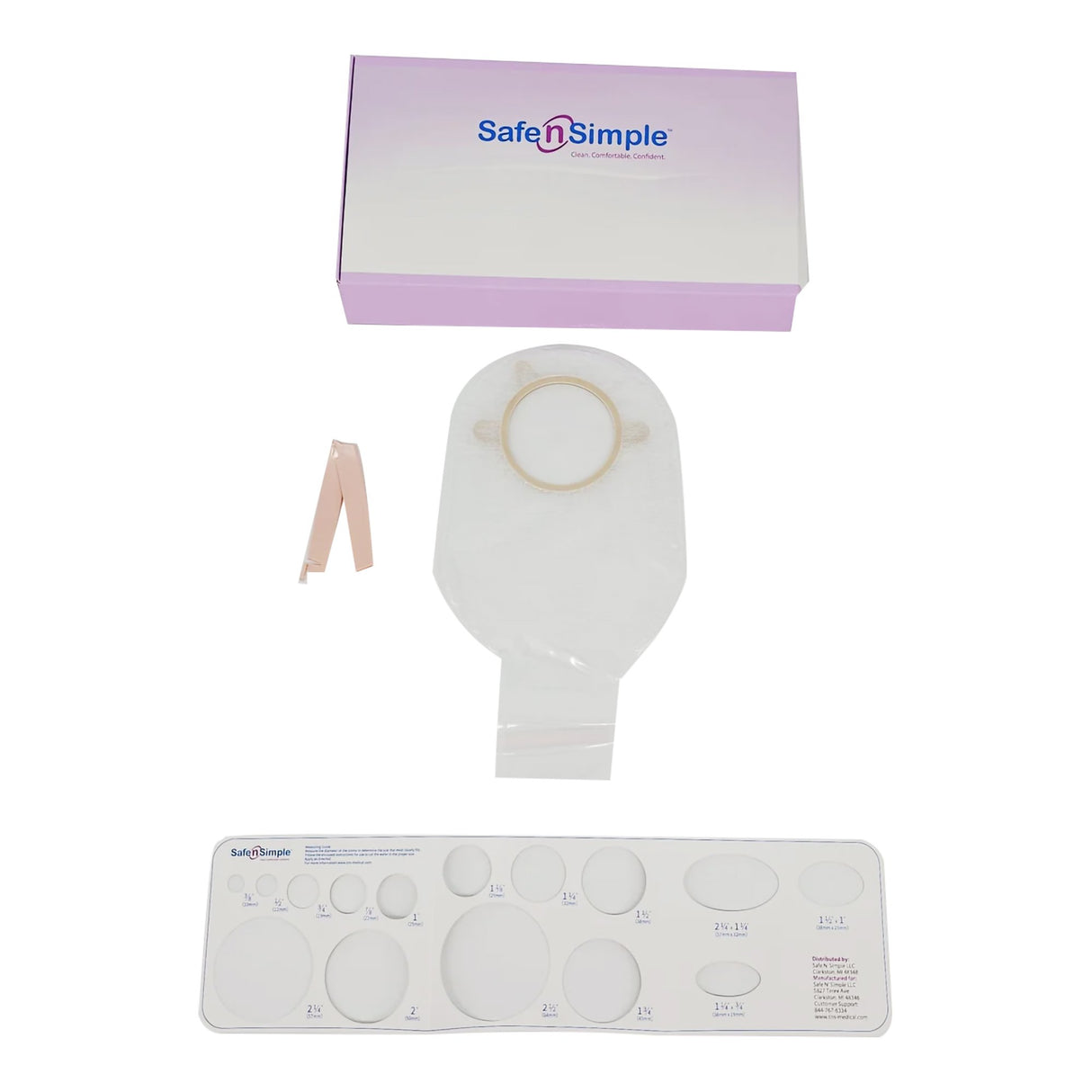 Ostomy Pouch Safe n Simple™ Two-Piece System 12 Inch Length Without Barrier Drainable - BeHope
