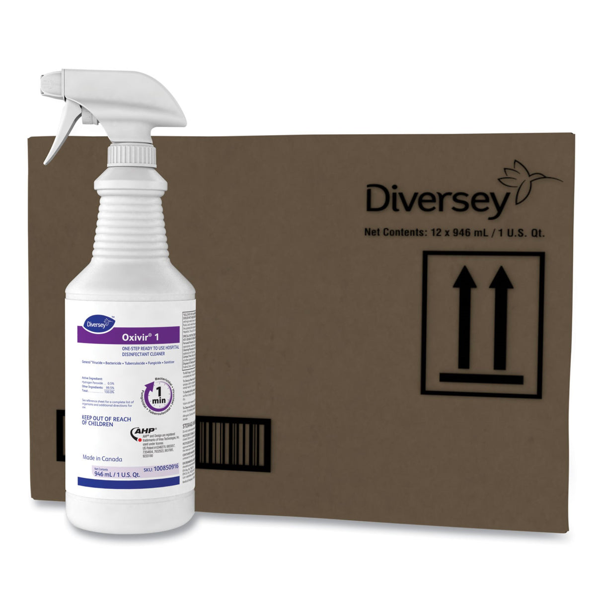 Surface Disinfectant Cleaner Diversey™ Oxivir® 1 Peroxide Based Trigger Spray Liquid 32 oz. Bottle Cherry Almond Scent NonSterile - BeHope