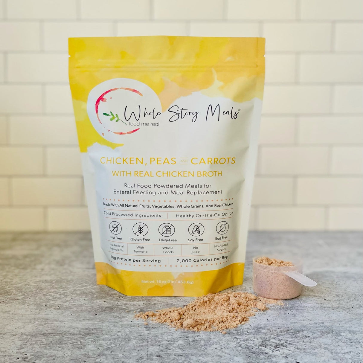 Oral Supplement Whole Story Meals Chicken / Peas / Carrot Flavor Powder 16 oz. Pouch - BeHope