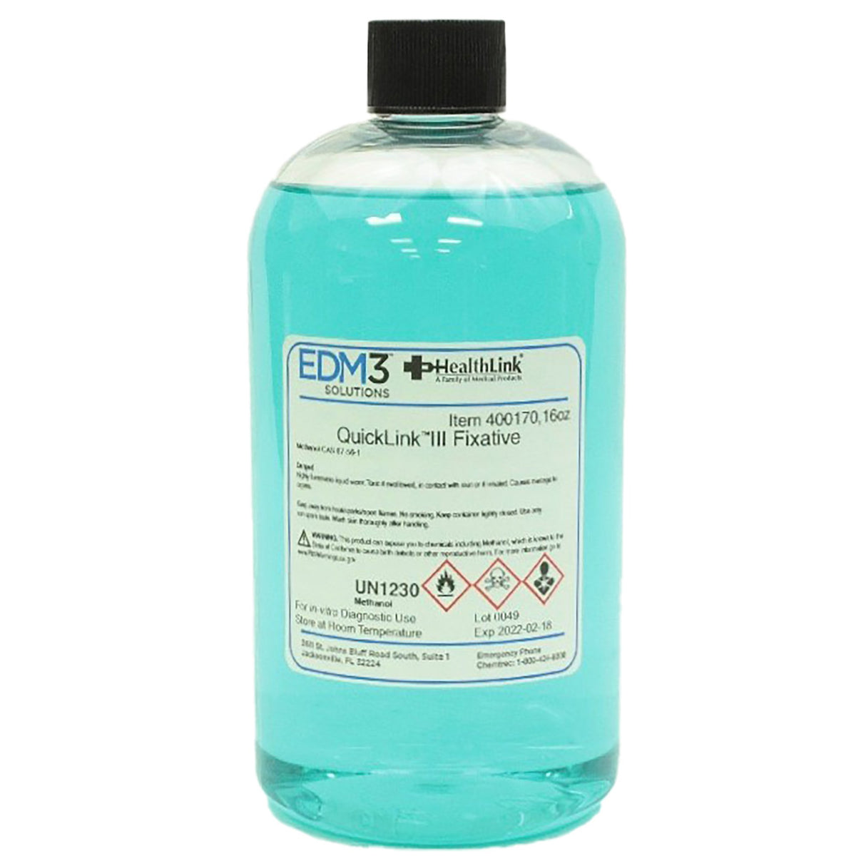 Hematology Reagent Quicklink III™ Methanol / Fast Green FCF ACS Grade 99 to 100% 16 oz. - BeHope
