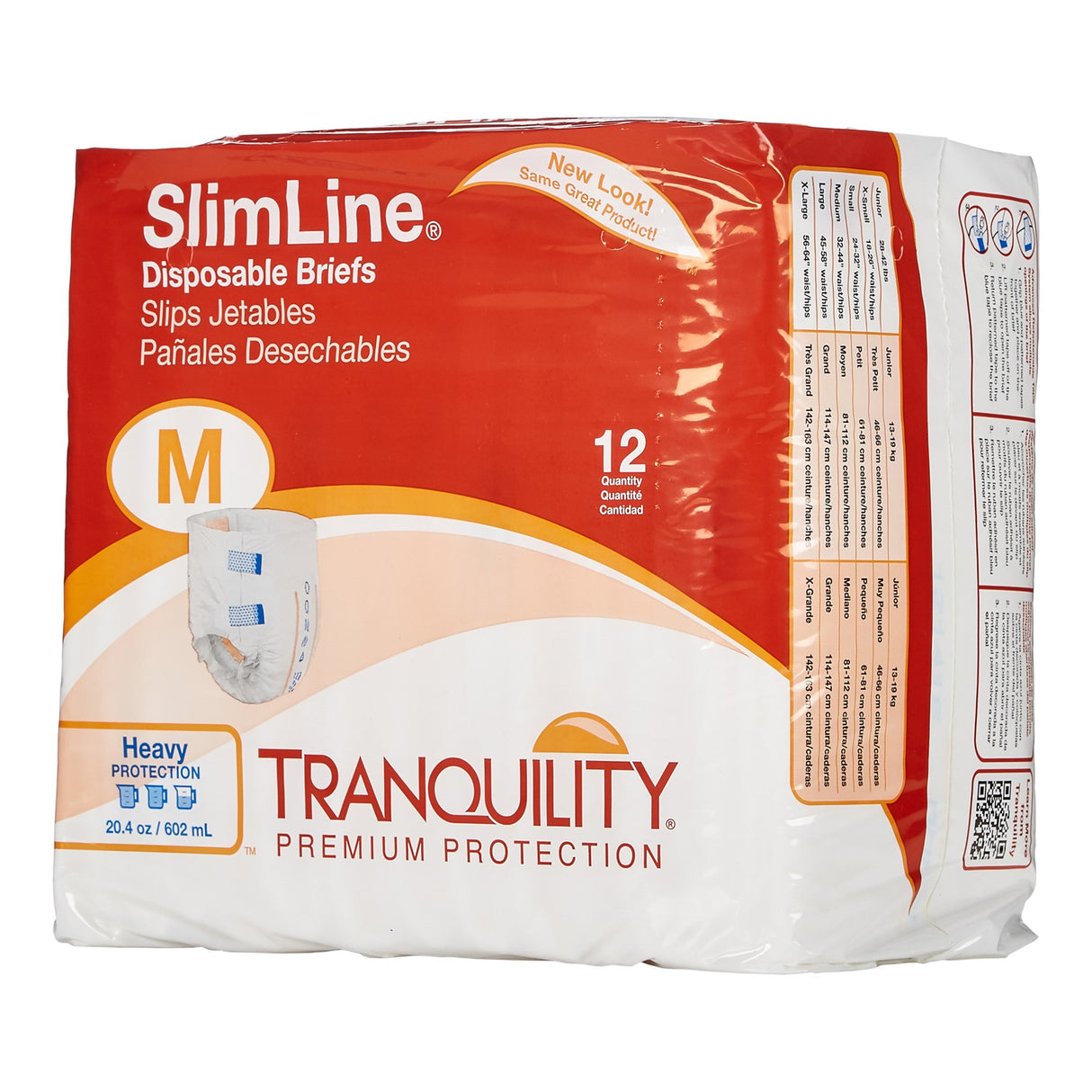 Unisex Adult Incontinence Brief Tranquility® Slimline® Medium Disposable Heavy Absorbency - BeHope