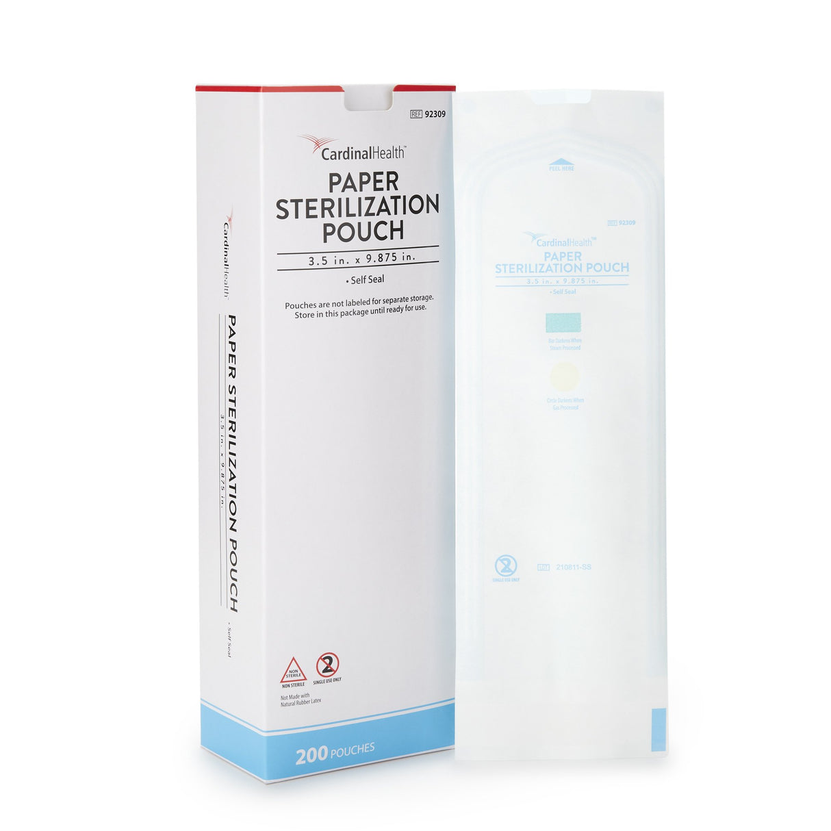 Sterilization Pouch Cardinal Health™ Ethylene Oxide (EO) Gas / Steam 3-1/2 X 9 Inch Transparent / White Self Seal Paper / Film - BeHope