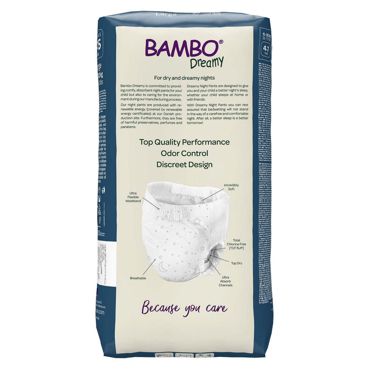 Unisex Youth Training Pants Bambo® Dreamy Night Pant Pull On with Tear Away Seams Size 8 to 15 Years Disposable Heavy Absorbency - BeHope