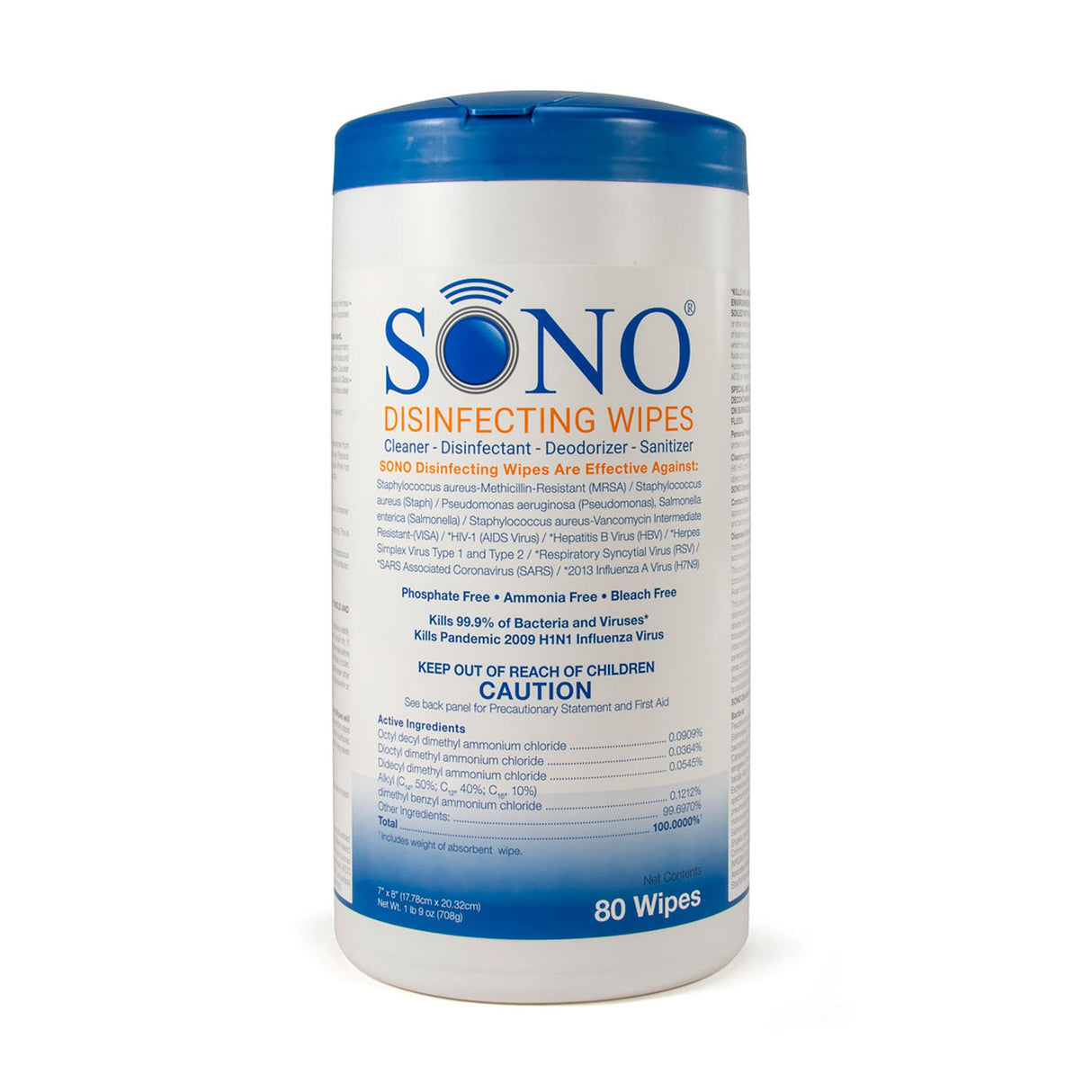 Surface Disinfectant Cleaner Sono® Premoistened Manual Pull Wipe 80 Count Canister Scented NonSterile - BeHope