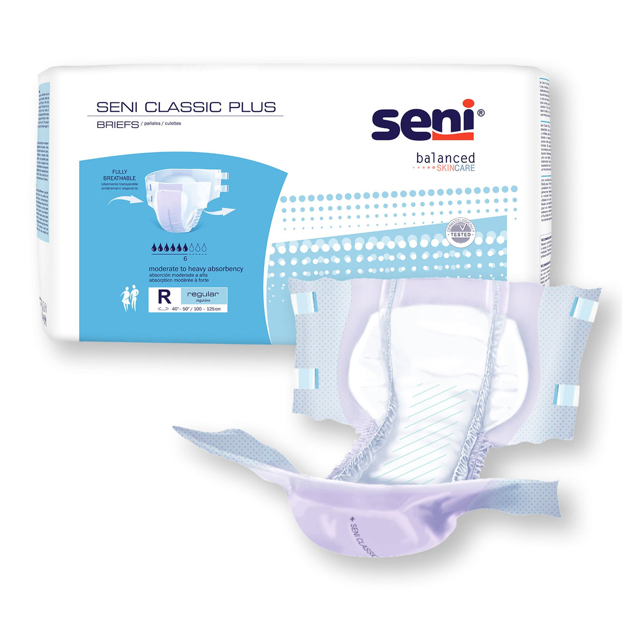 Unisex Adult Incontinence Brief Seni® Classic Plus Regular Disposable Moderate Absorbency - BeHope