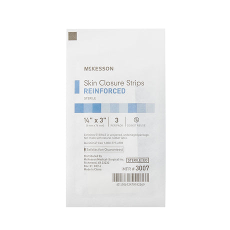 Skin Closure Strip McKesson 1/4 X 3 Inch Nonwoven Material Reinforced Strip White - BeHope