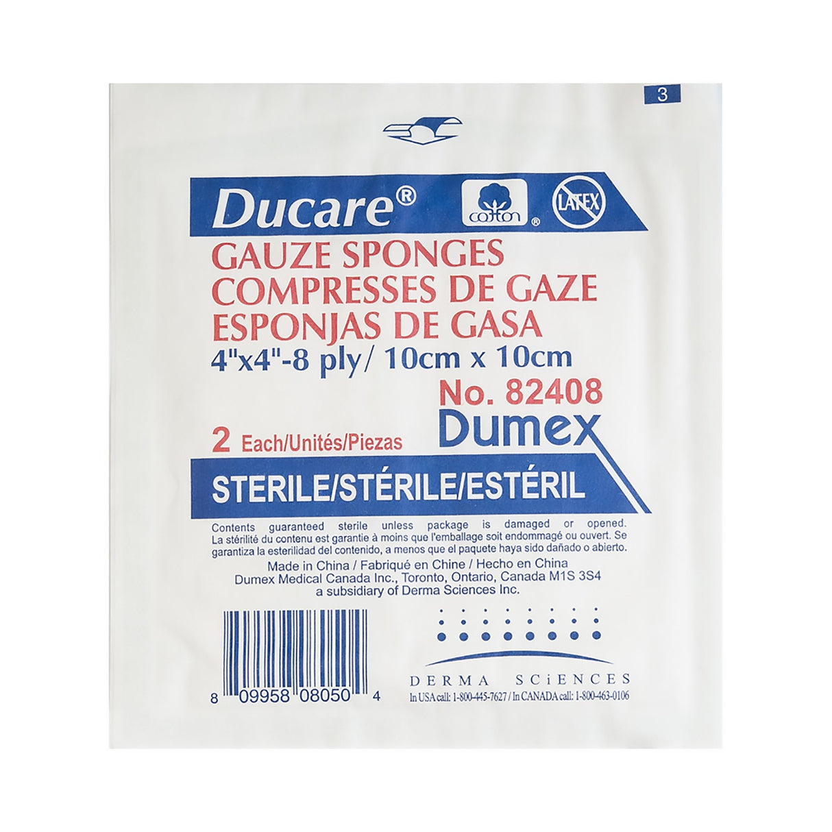 Gauze Sponge Ducare 4 X 4 Inch 8-Ply Sterile 2 per Pack - BeHope