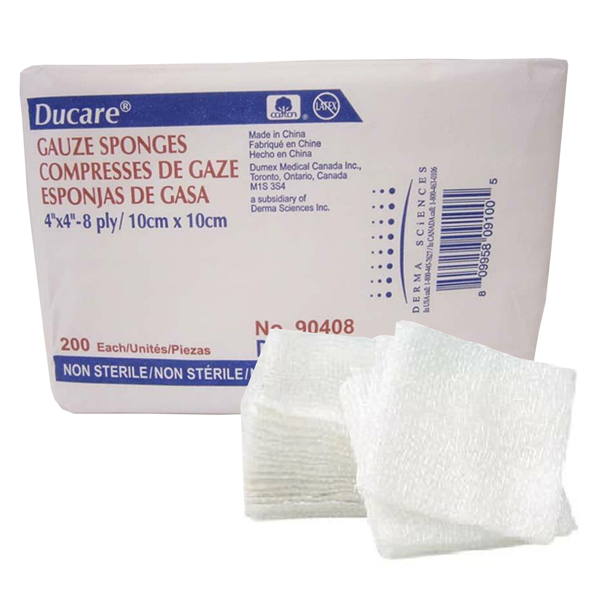 Gauze Sponge Ducare 4 X 4 Inch 8-Ply NonSterile 200 per Pack - BeHope