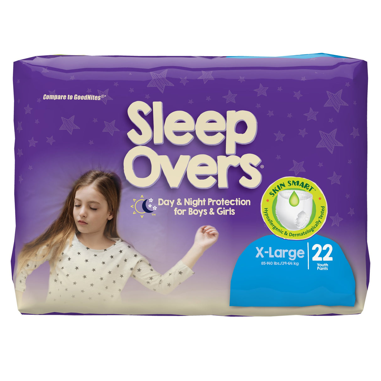 Unisex Youth Absorbent Underwear Cuties® Sleep Overs® Pull On with Tear Away Seams X-Large Disposable Heavy Absorbency - BeHope