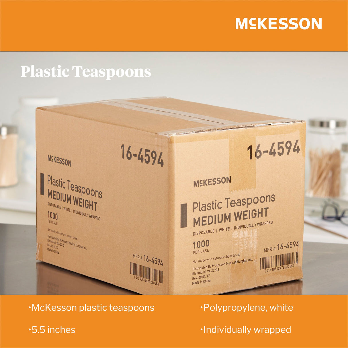Spoon McKesson Medium Weight White Polypropylene - BeHope