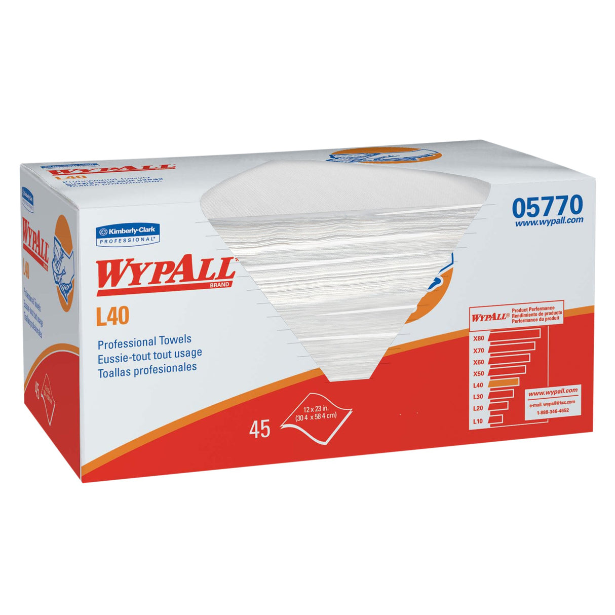 Multipurpose Task Wipe WypAll® PowerClean™ L40 Light Duty 45 Count Dispenser Box 12 X 23 Inch NonSterile Disposable - BeHope