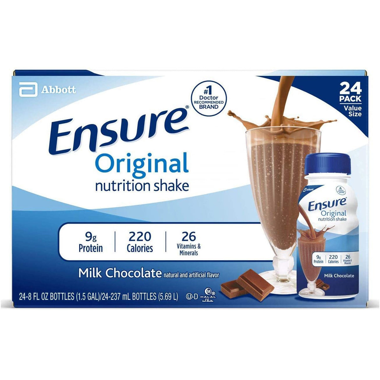Oral Supplement Ensure® Original Shake Milk Chocolate Flavor Liquid 8 oz. Bottle - BeHope