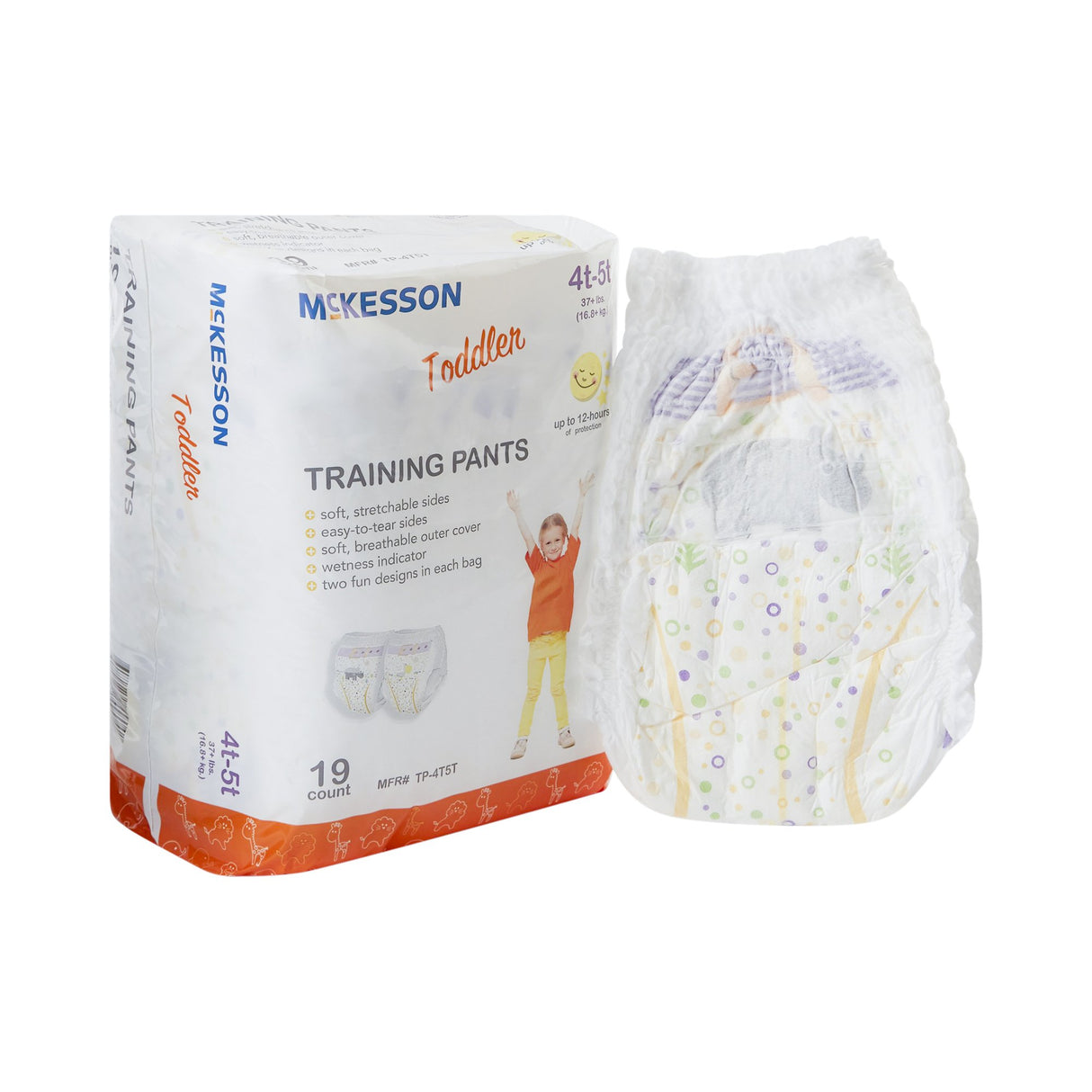 Unisex Toddler Training Pants McKesson Pull On with Tear Away Seams Size 4T to 5T Disposable Heavy Absorbency - BeHope