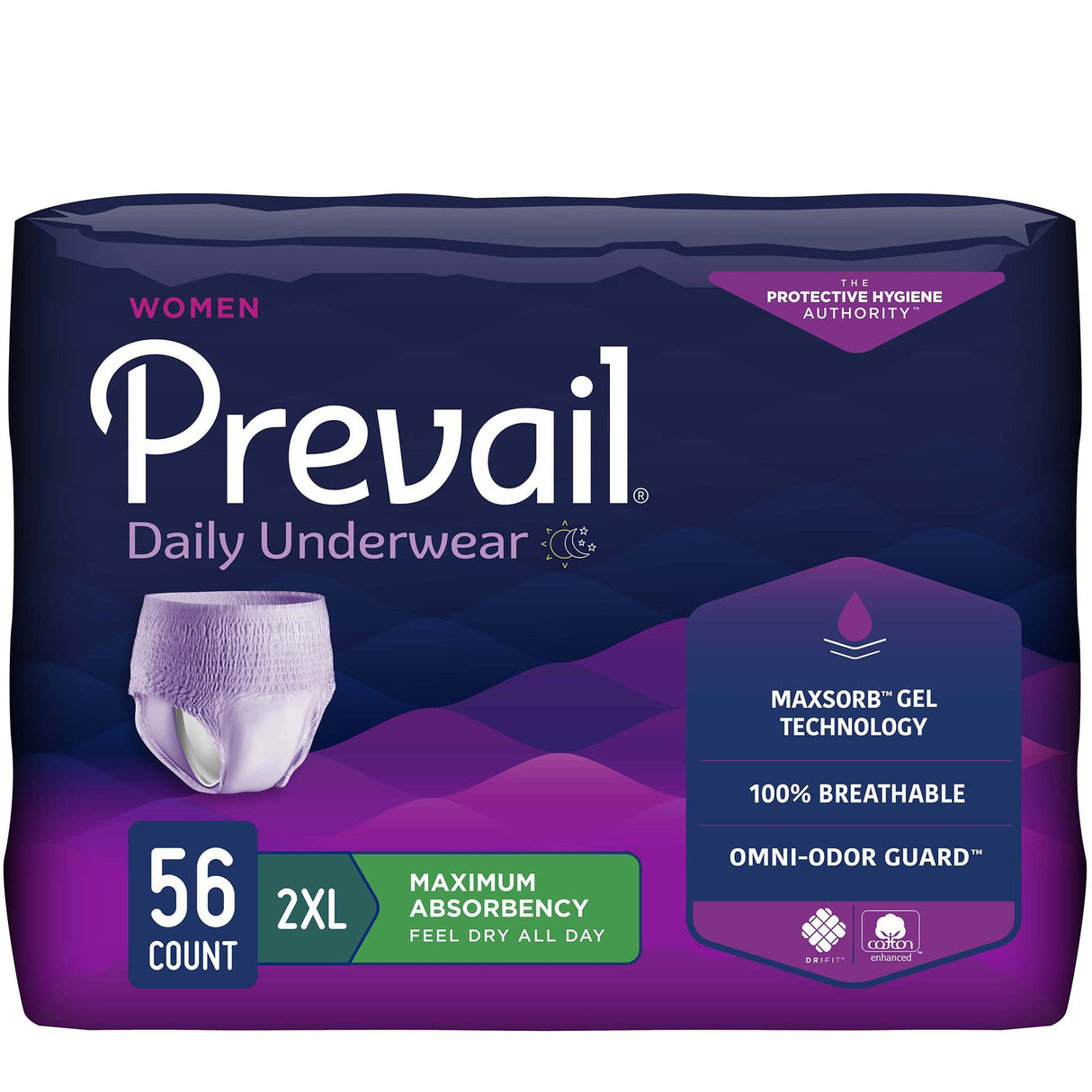 Female Adult Absorbent Underwear Prevail® Daily Underwear Pull On with Tear Away Seams 2X-Large Disposable Heavy Absorbency - BeHope