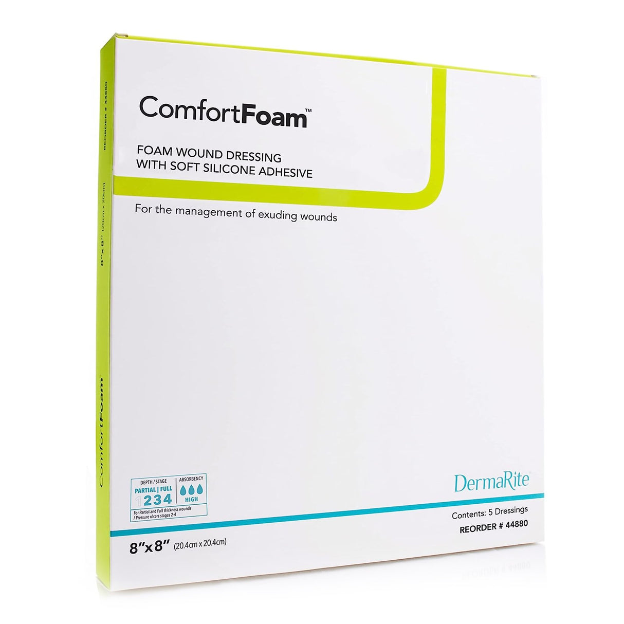 Foam Dressing ComfortFoam™ 8 X 8 Inch Without Border Film Backing Silicone Face Square Sterile - BeHope