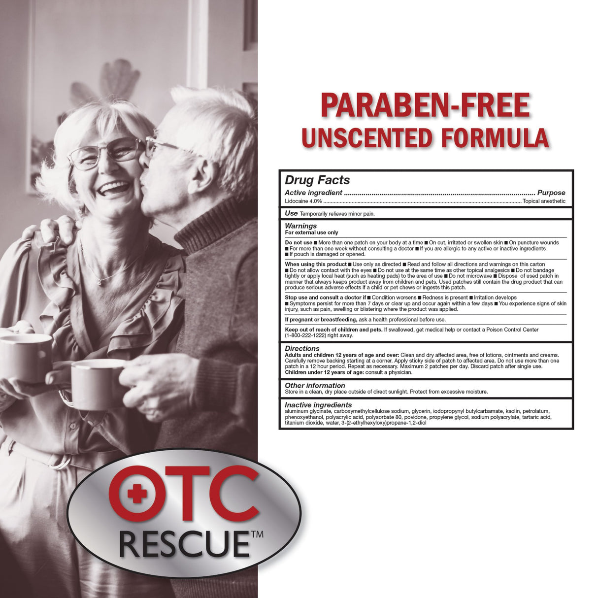 Topical Pain Relief OTC RESCUE 4% Strength Lidocaine Patch 30 per Box - BeHope