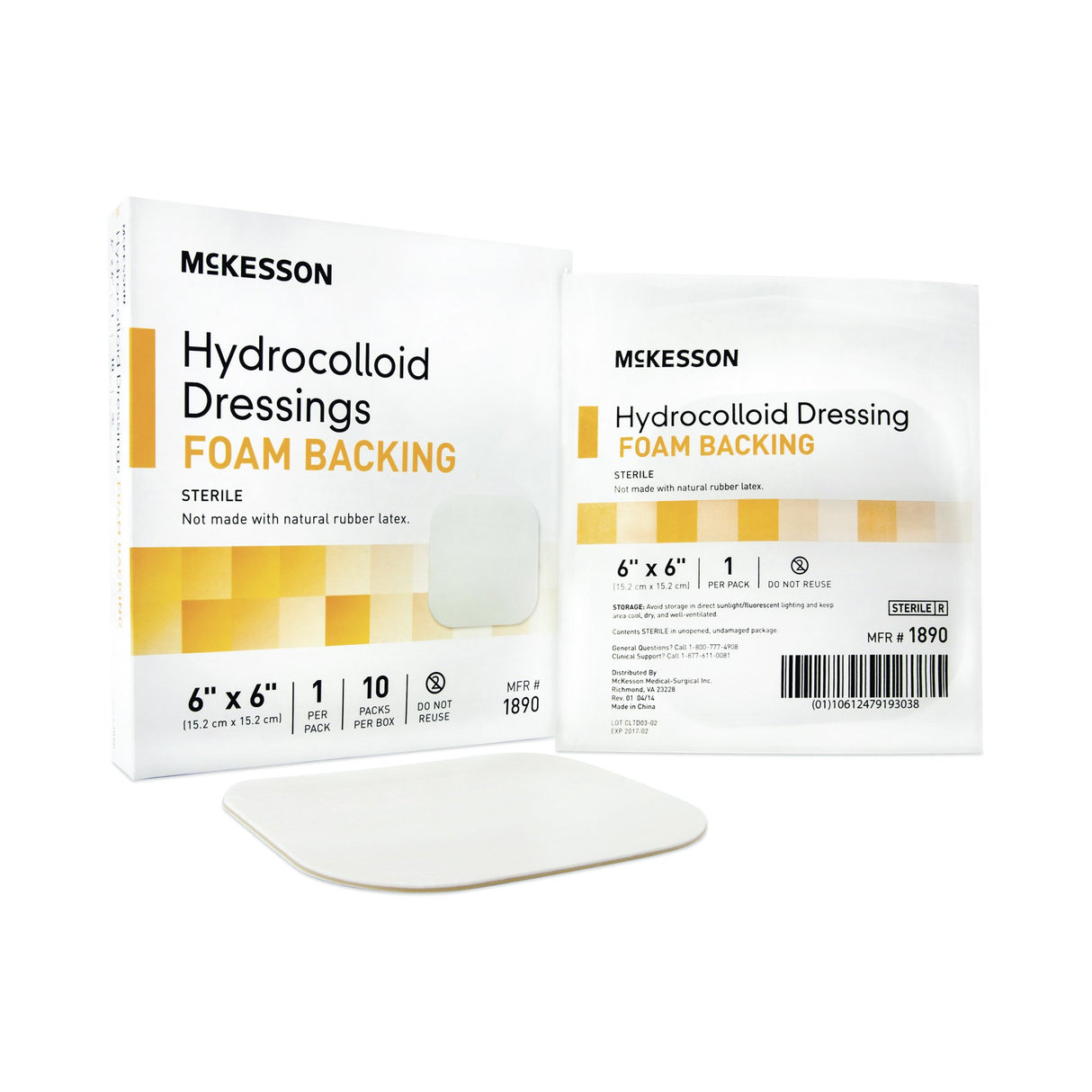 Hydrocolloid Dressing McKesson Foam Backing 6 X 6 Inch Square Hydrocolloid / Foam - BeHope