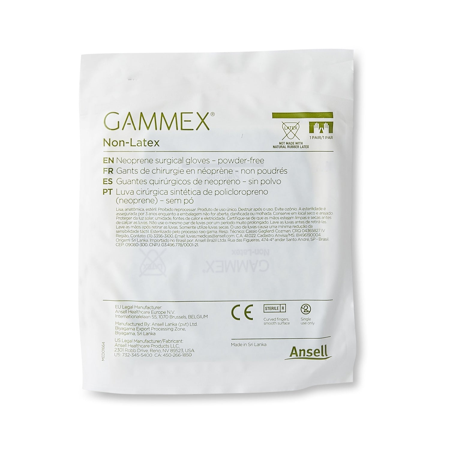 Surgical Glove GAMMEX® Non-Latex Size 6.5 Sterile Polyisoprene Standard Cuff Length Micro-Textured Green Chemo Tested - BeHope