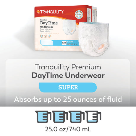 Unisex Adult Absorbent Underwear Tranquility® Premium DayTime™ Pull On with Tear Away Seams 2X-Large Disposable Heavy Absorbency - BeHope
