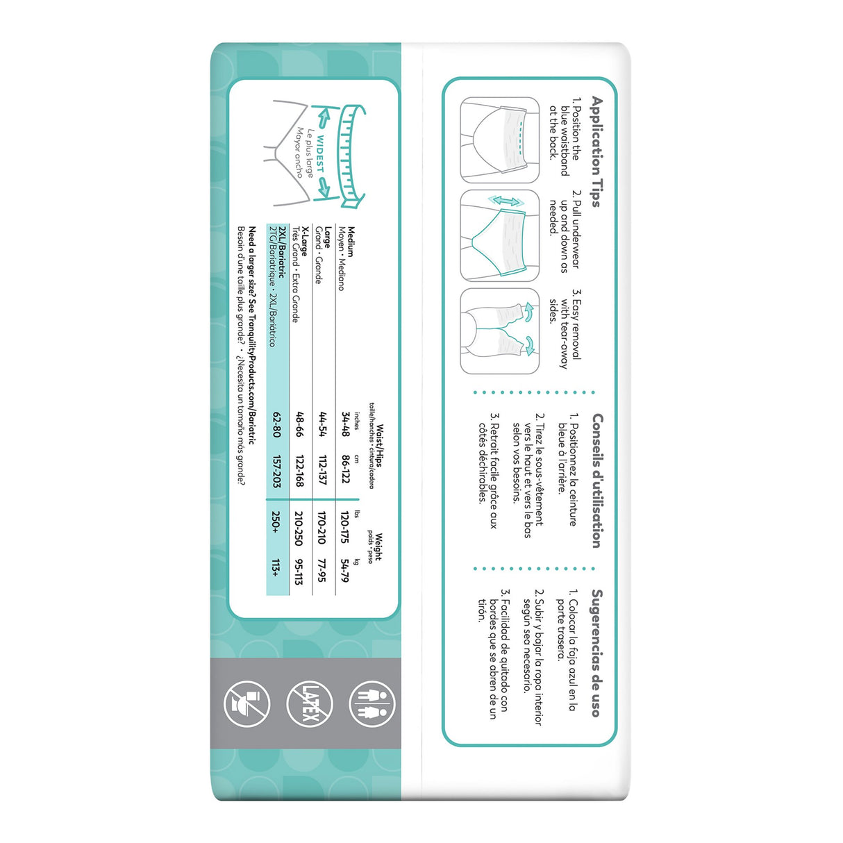 Unisex Adult Absorbent Underwear Tranquility® Essential Pull On with Tear Away Seams 2X-Large Disposable Heavy Absorbency - BeHope