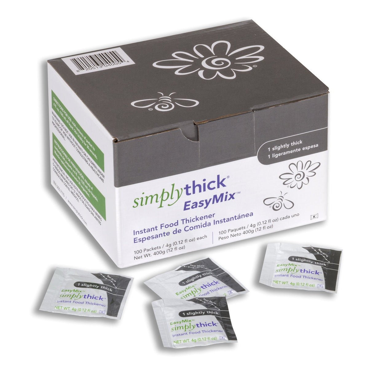 Food and Beverage Thickener SimplyThick® Easy Mix 4 oz. Individual Packet Unflavored Powder IDDSI Level 1 Slightly Thick - BeHope