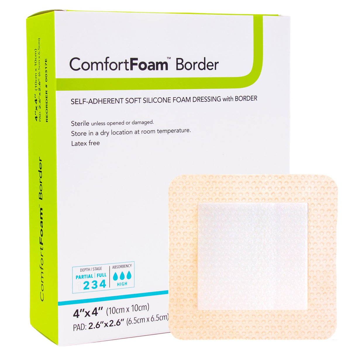 Foam Dressing ComfortFoam™ Border 4 X 4 Inch With Border Waterproof Backing Silicone Adhesive Square Sterile - BeHope