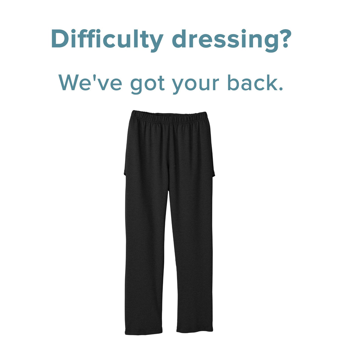 Adaptive Pants Silverts® Back Overlap 3X-Large Black Female - BeHope