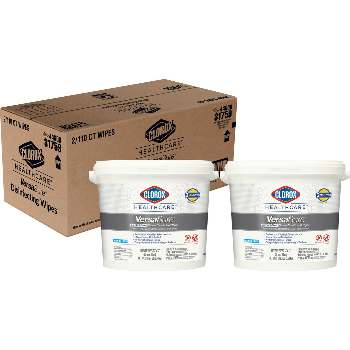 Clorox Healthcare VersaSure Surface Disinfectant Cleaner Premoistened Quaternary Based Manual Pull Wipe 110 Count Pail Scented NonSterile - BeHope