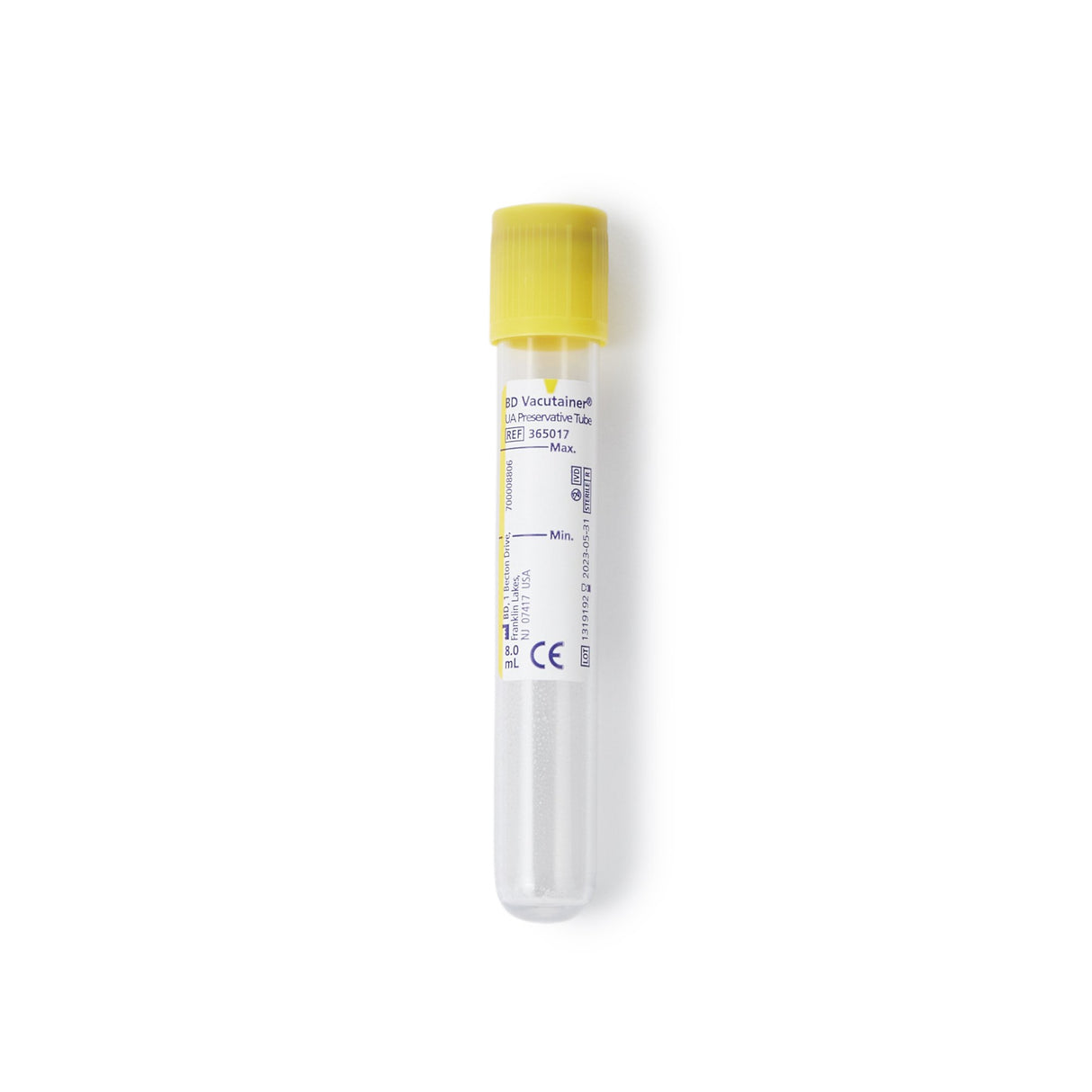 BD Vacutainer® Urinalysis Tube Chlorhexidine / Ethyl Paraben / Sodium Propionate Additive 8 mL BD Hemogard™ Closure Polyethylene Terephthalate (PET) Tube - BeHope