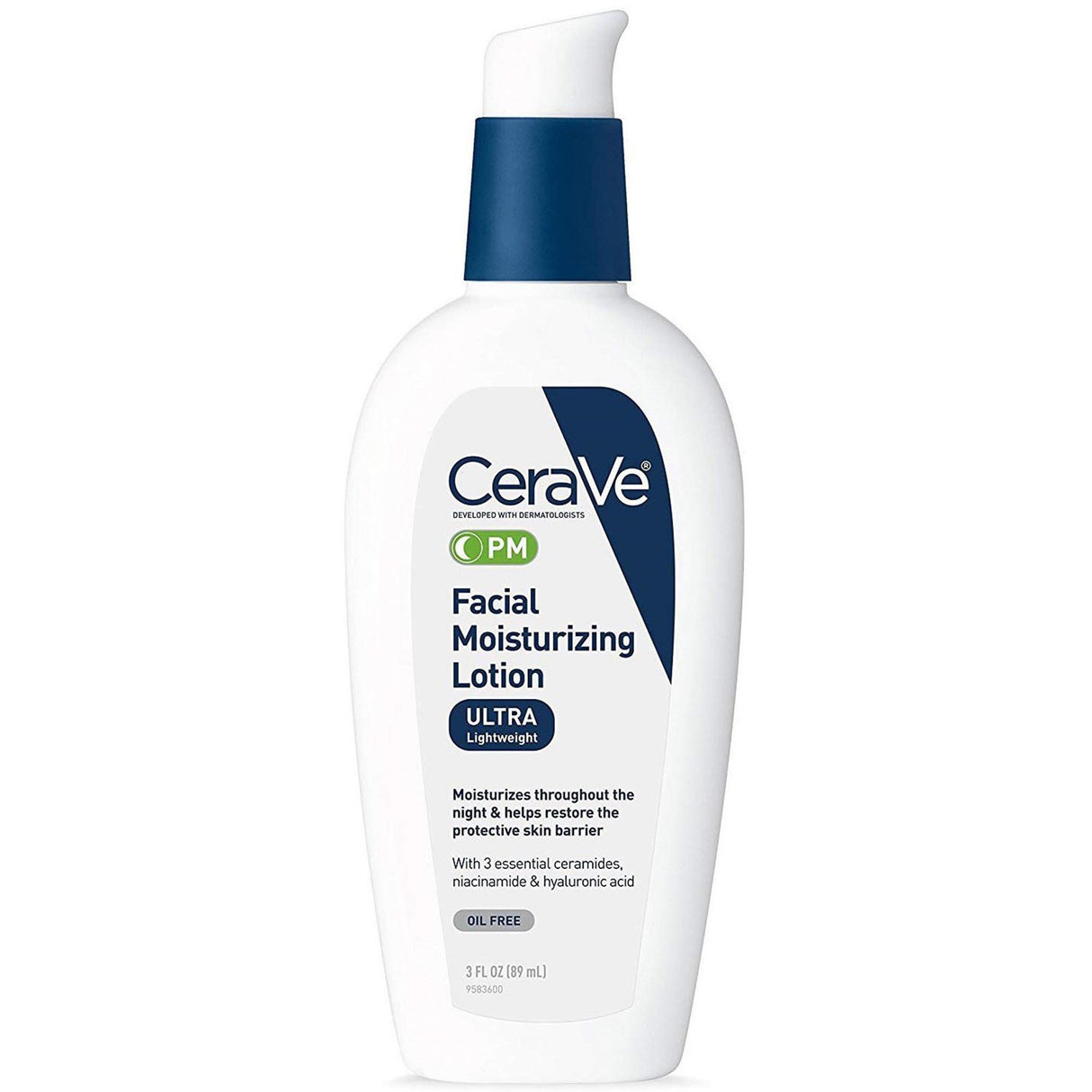 Facial Moisturizer CeraVe® PM 3 oz. Pump Bottle Unscented Lotion - BeHope