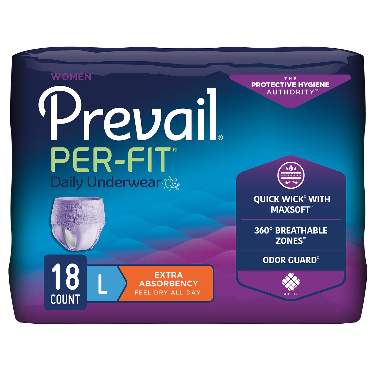 Female Adult Absorbent Underwear Prevail® Per-Fit® Pull On with Tear Away Seams Large Disposable Moderate Absorbency - BeHope