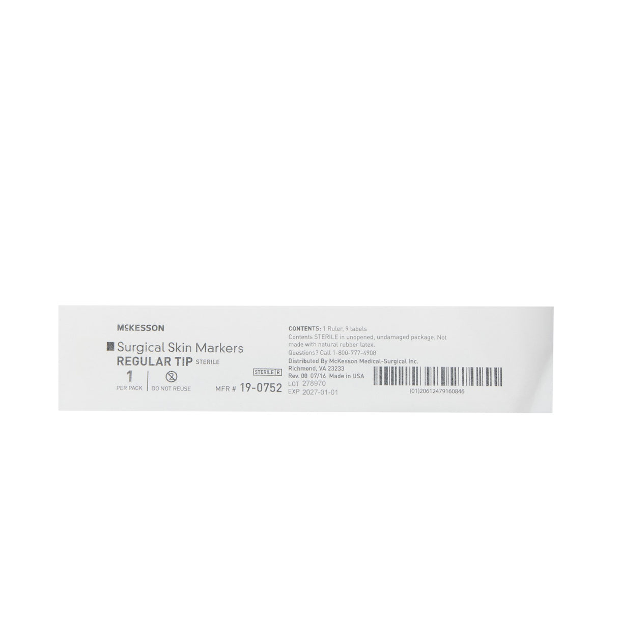 Skin Marker with Ruler and Labels McKesson Prep-Resistant Gentian Violet Ink Sterile Full Size Regular Tip - BeHope
