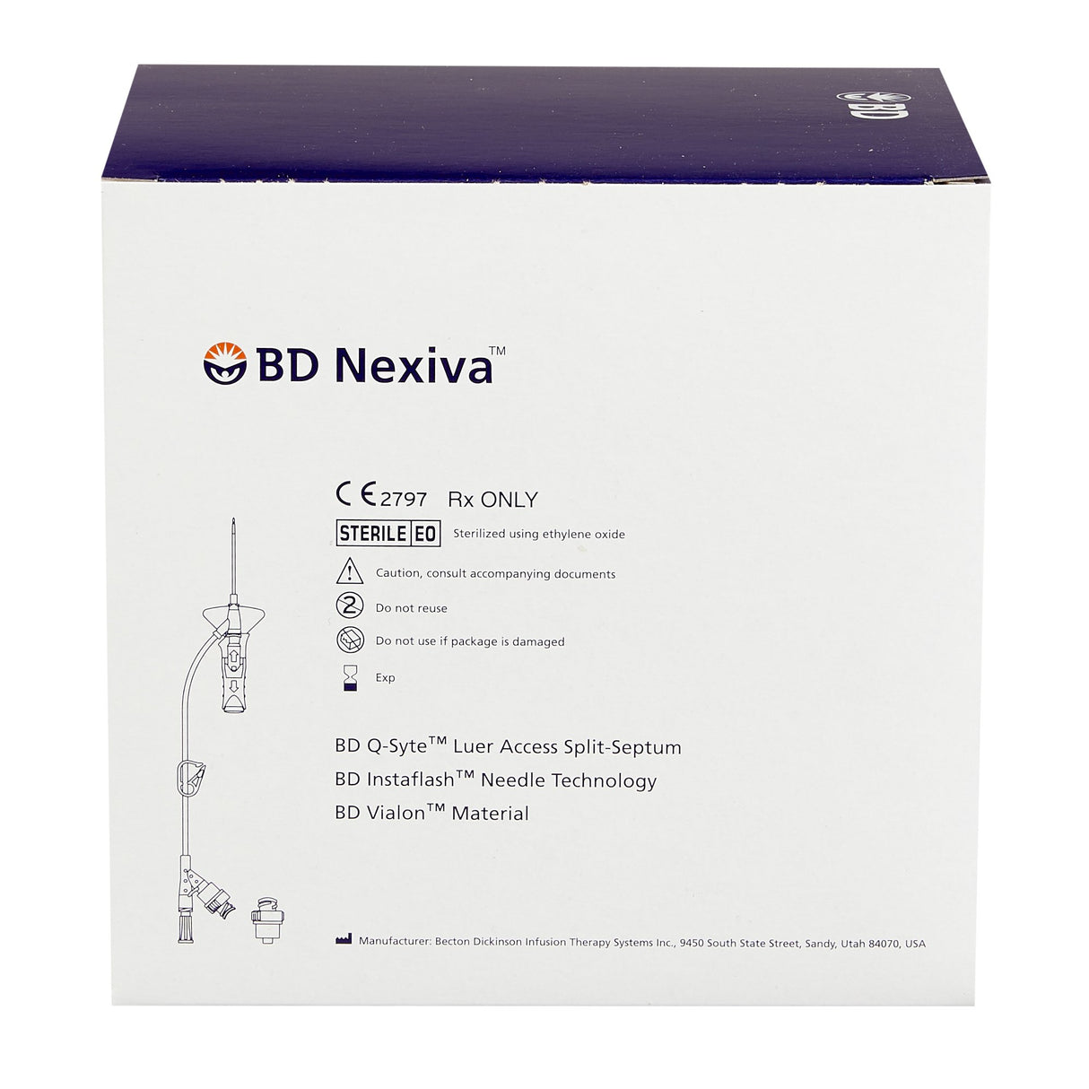 Closed IV Catheter Nexiva™ 20 Gauge 1 Inch Vialon Biomaterial Winged Hub Blood Control - BeHope