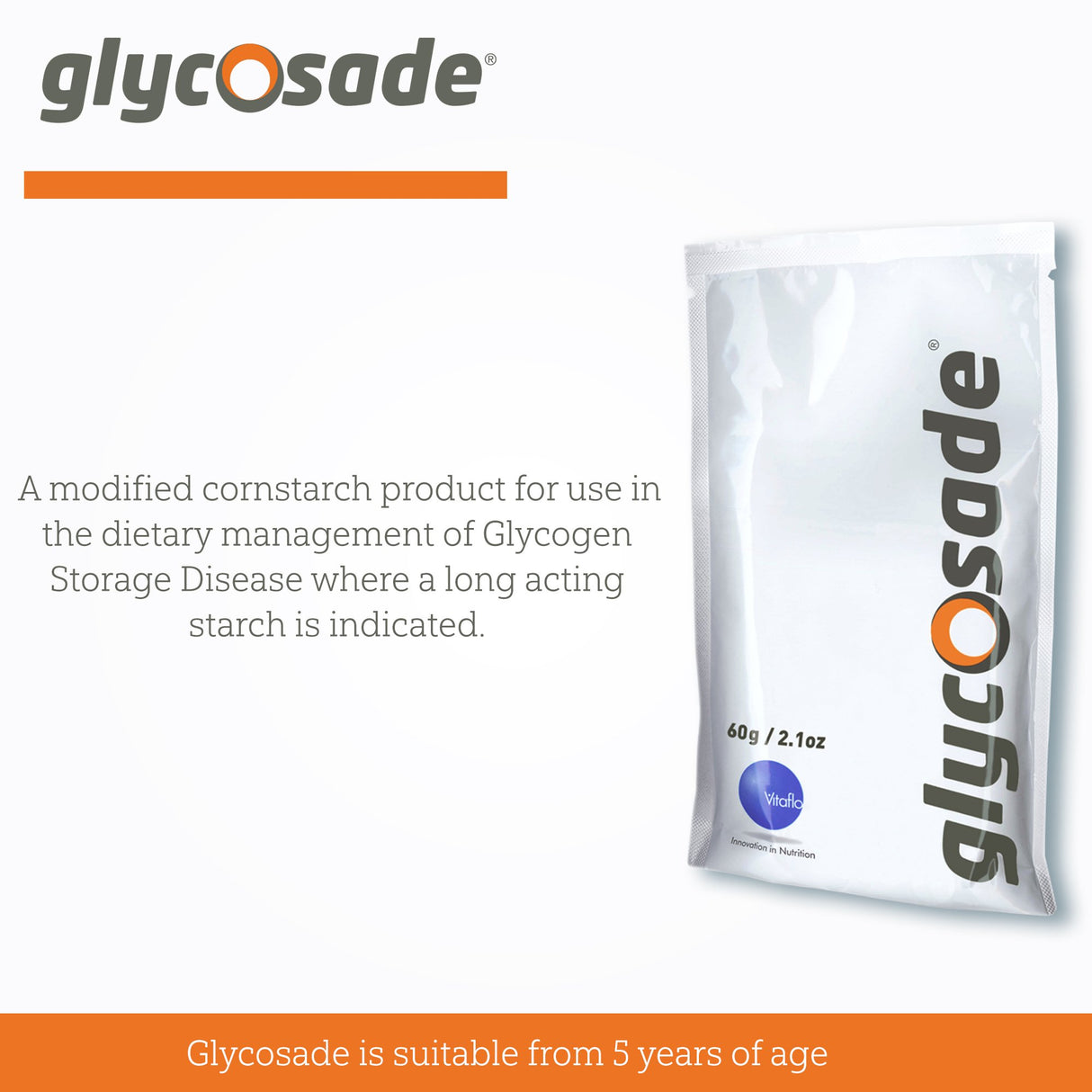 Oral Supplement Glycosade® Unflavored Powder 60 Gram Individual Packet - BeHope