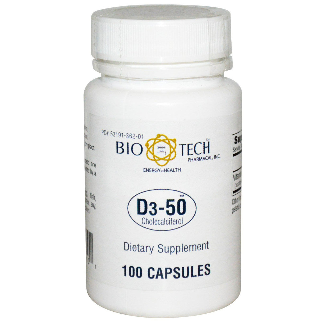 Vitamin Supplement Bio Tech™ Vitamin D3 5,0000 IU Strength Capsule 100 per Bottle - BeHope
